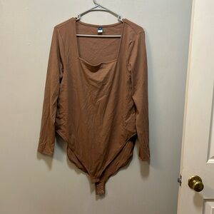 Brown bodysuit from Old Navy (Size XXL). High, square neckline.